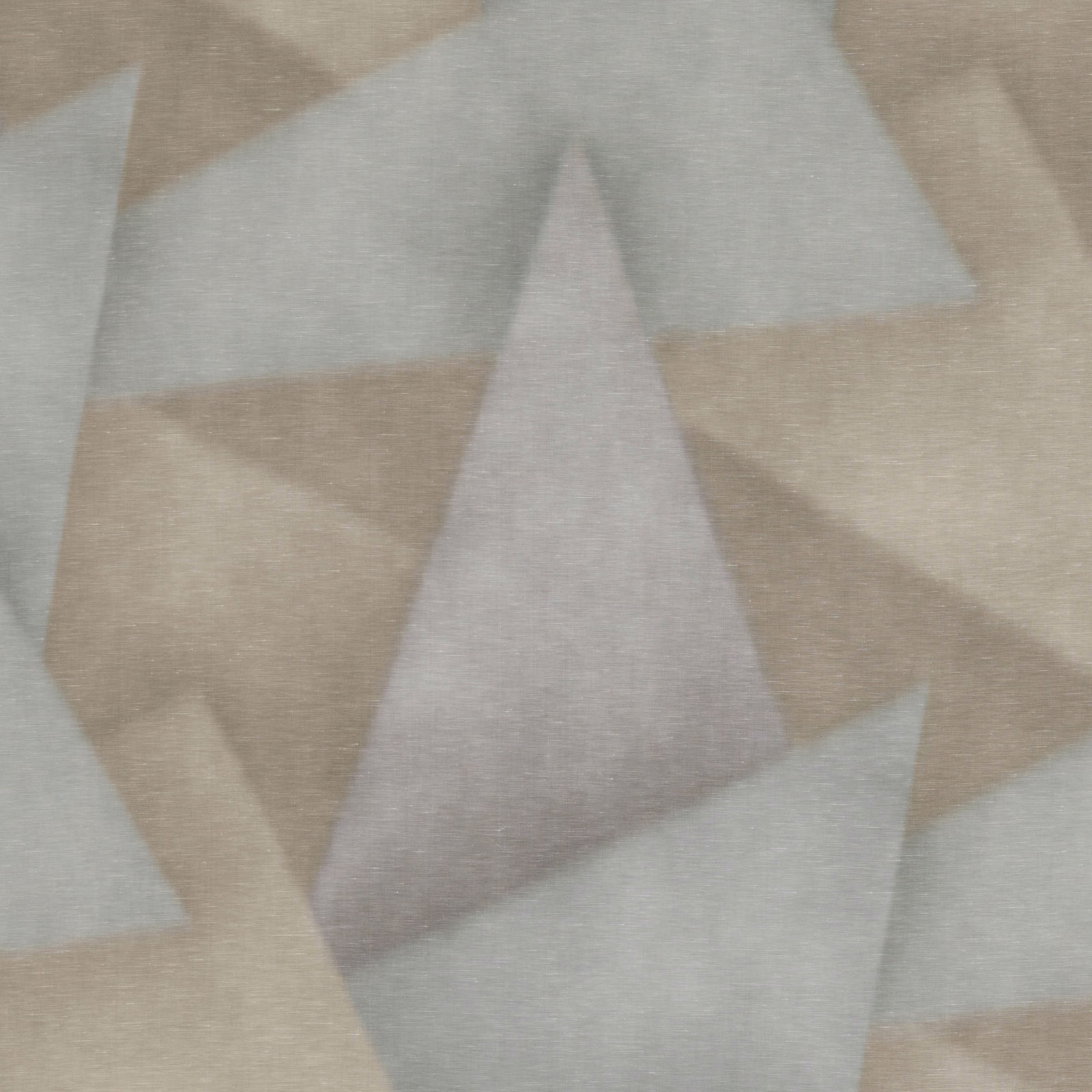 Pale blue-grey, taupe and mauve angular triangles across a softly textured textile swatch