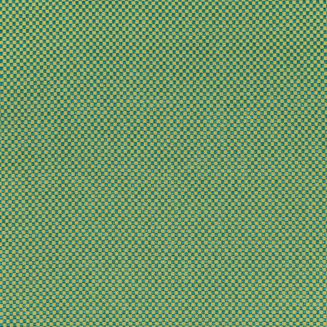 Dense teal and ochre micro-check woven fabric with a richly textured surface