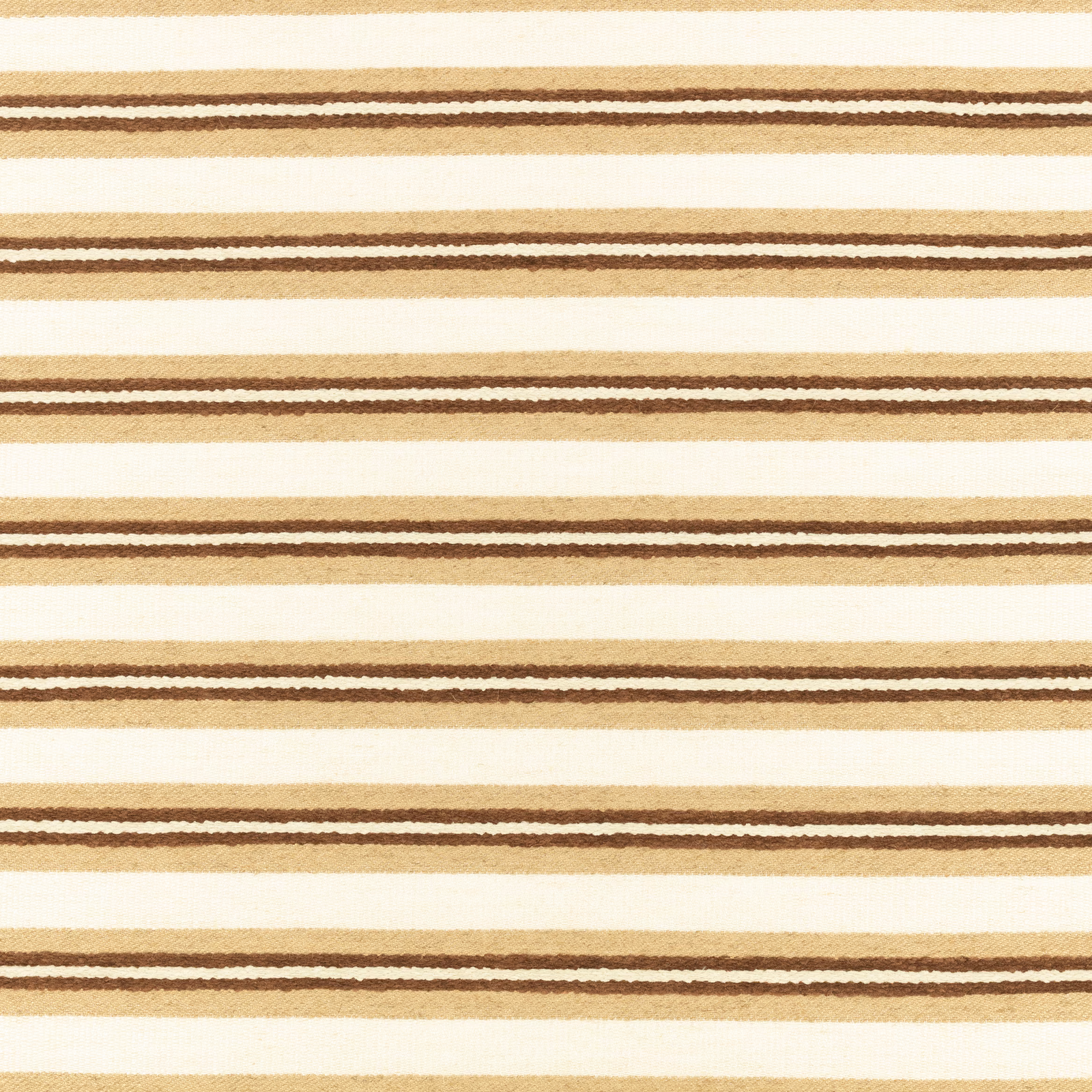 Cream and tobacco brown horizontal woven stripes with gently uneven edges