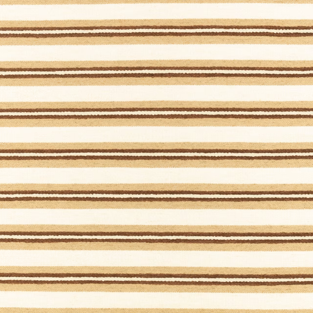 Cream and tobacco brown horizontal woven stripes with gently uneven edges