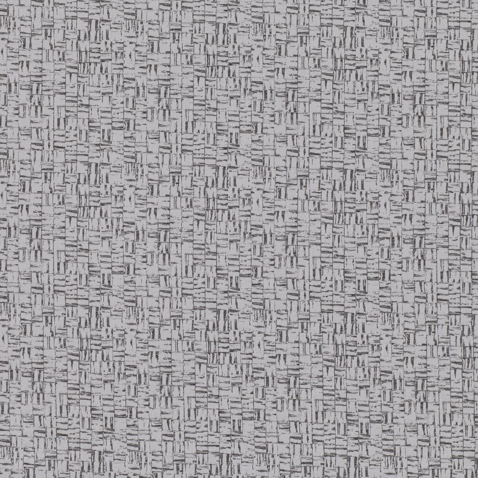 Silver-grey woven textile with dense charcoal hatch marks and compact textured surface
