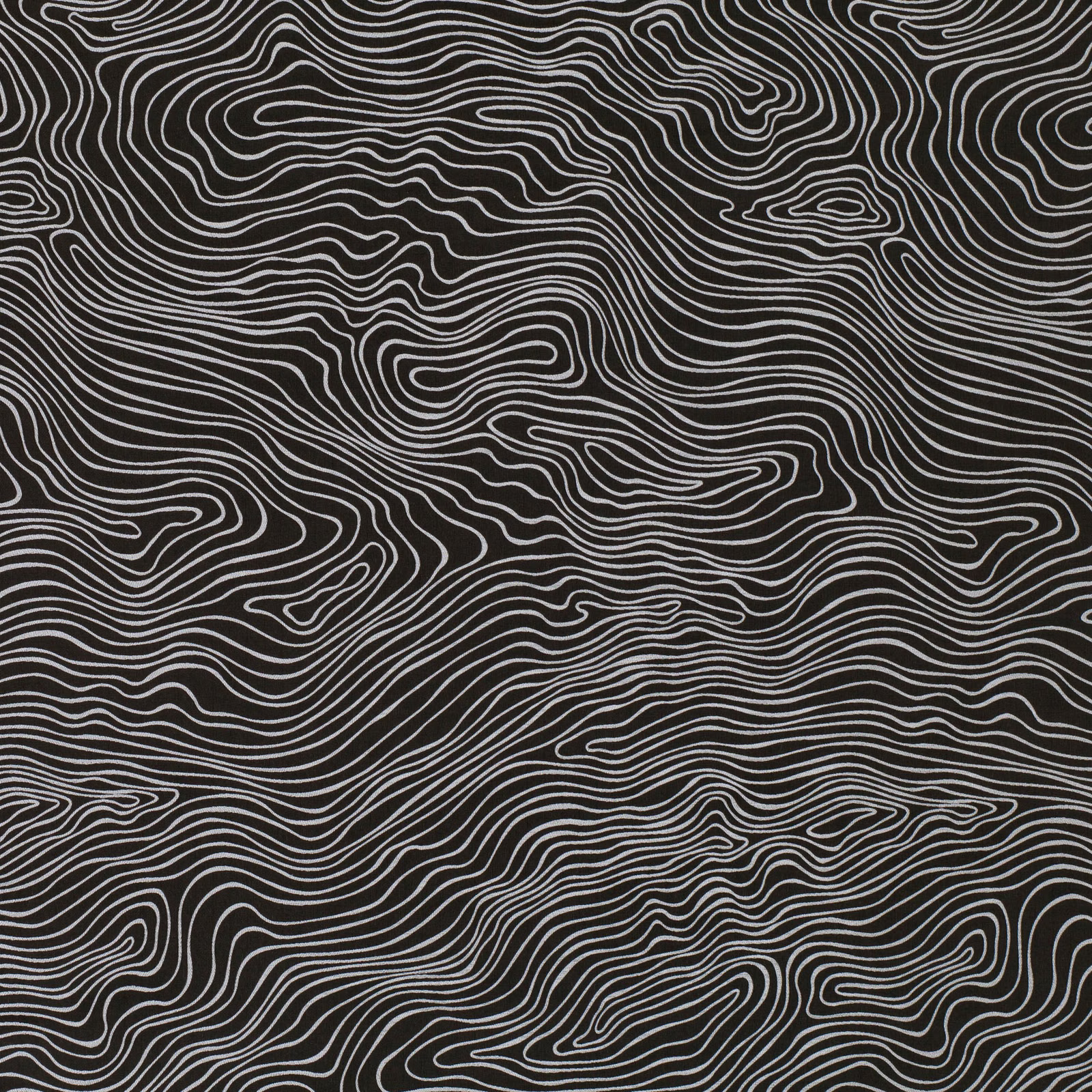 Deep graphite textile with pale grey, swirling topographic contour lines