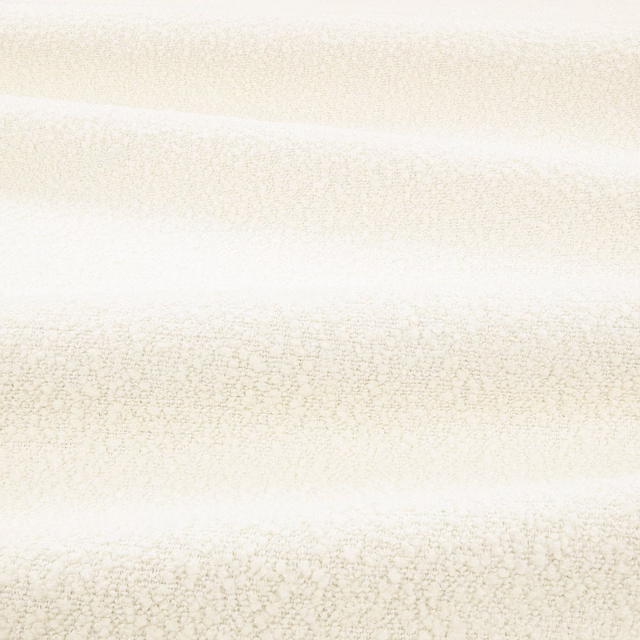 Warm parchment ivory boucle with nubby texture and soft horizontal tonal bands