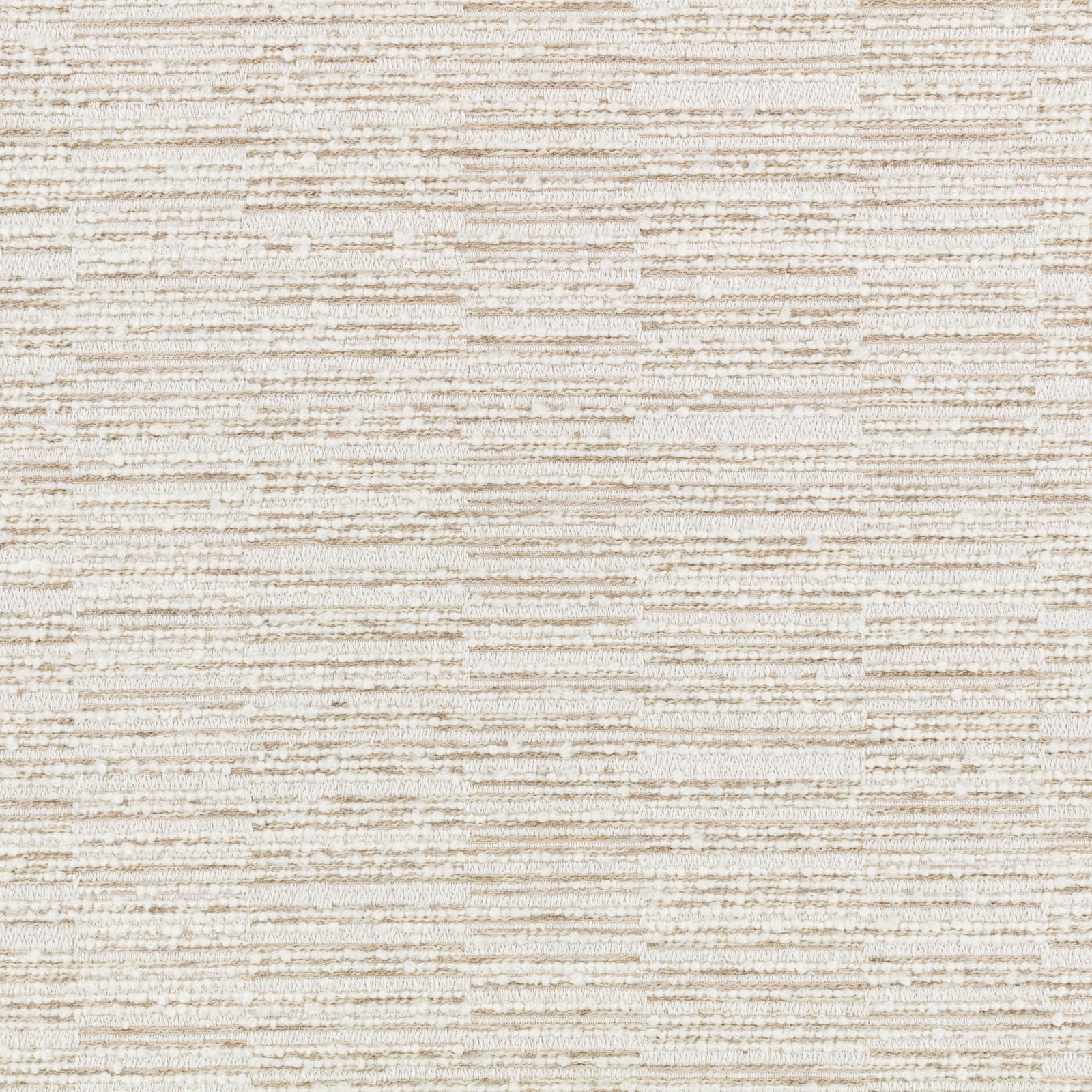 Warm ivory bouclé fabric with fine beige flecks and horizontal slub texture