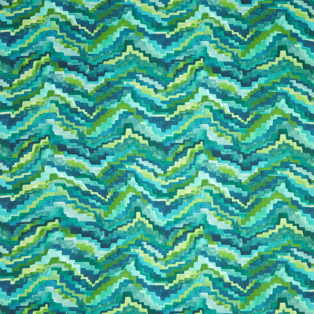 Close-up of pixelated teal, turquoise and green zigzags with deep blue accents