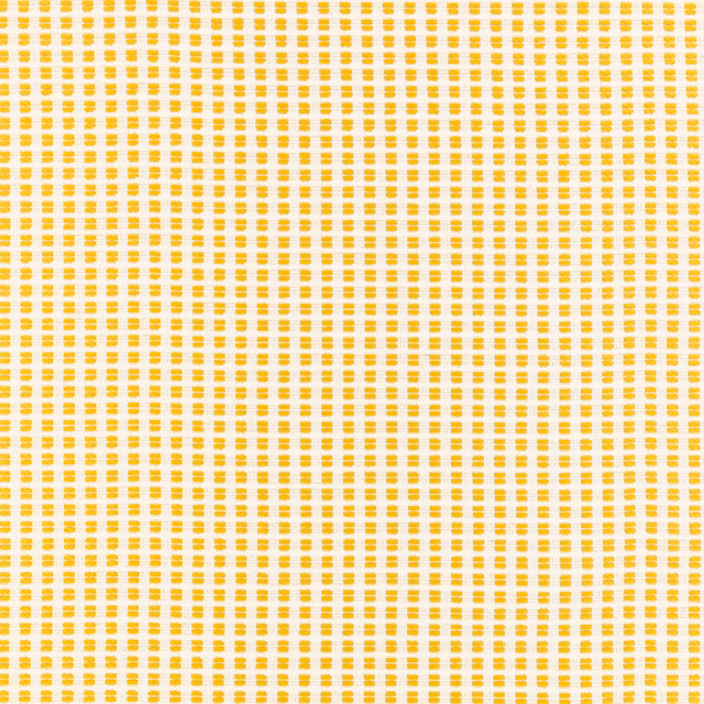 Sunny ochre yellow dashes forming a fine woven grid on ivory ground