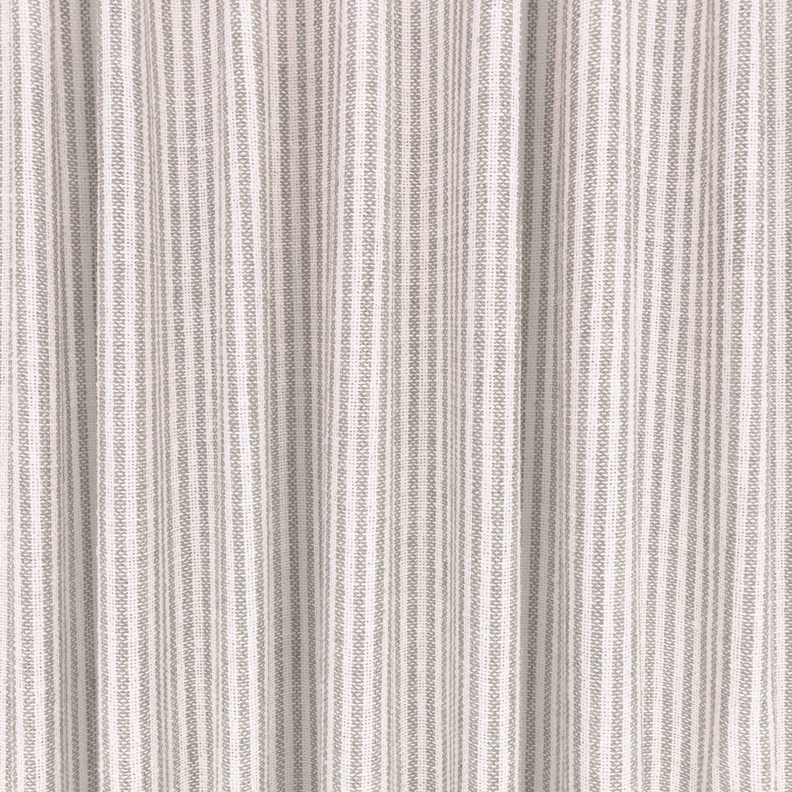 Fine taupe sheer with narrow vertical grey stripes and a lightly textured weave
