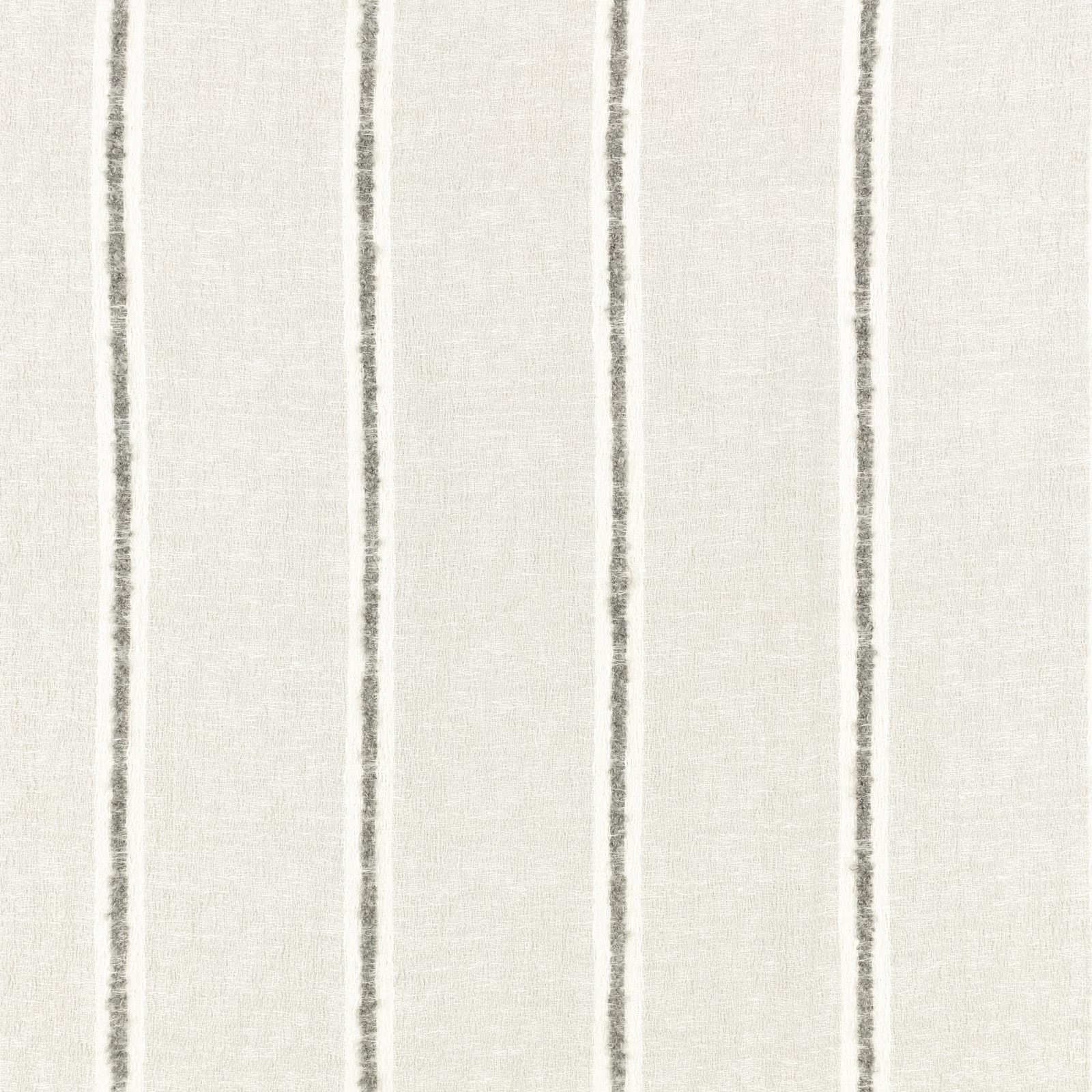 Pale silver-grey sheer with softly irregular vertical grey stripes and fine woven texture