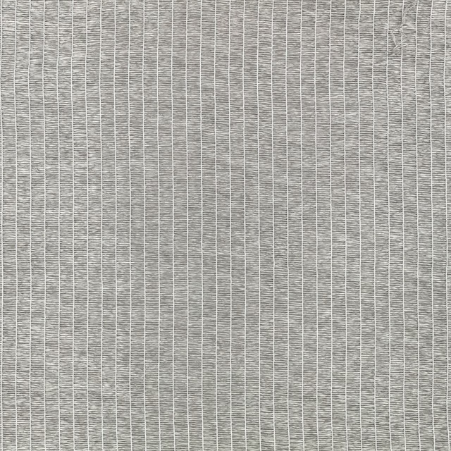Smoke-grey sheer with fine vertical threads and softly mottled woven texture