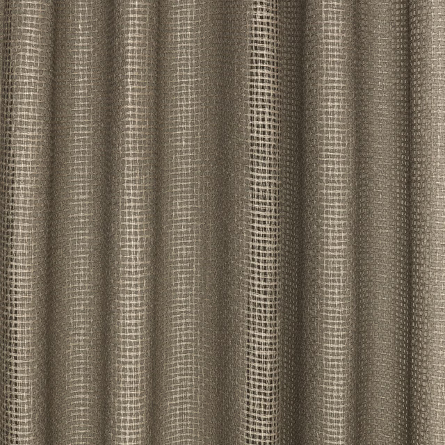 Muted sandy-gold sheer fabric with open grid weave gathered into vertical folds