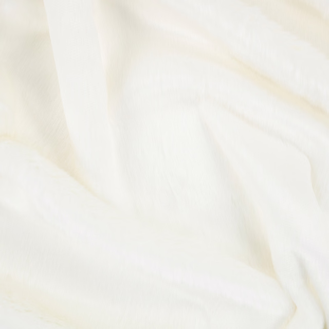 Pale ivory fabric with fine vertical texture falling in soft, fluid folds