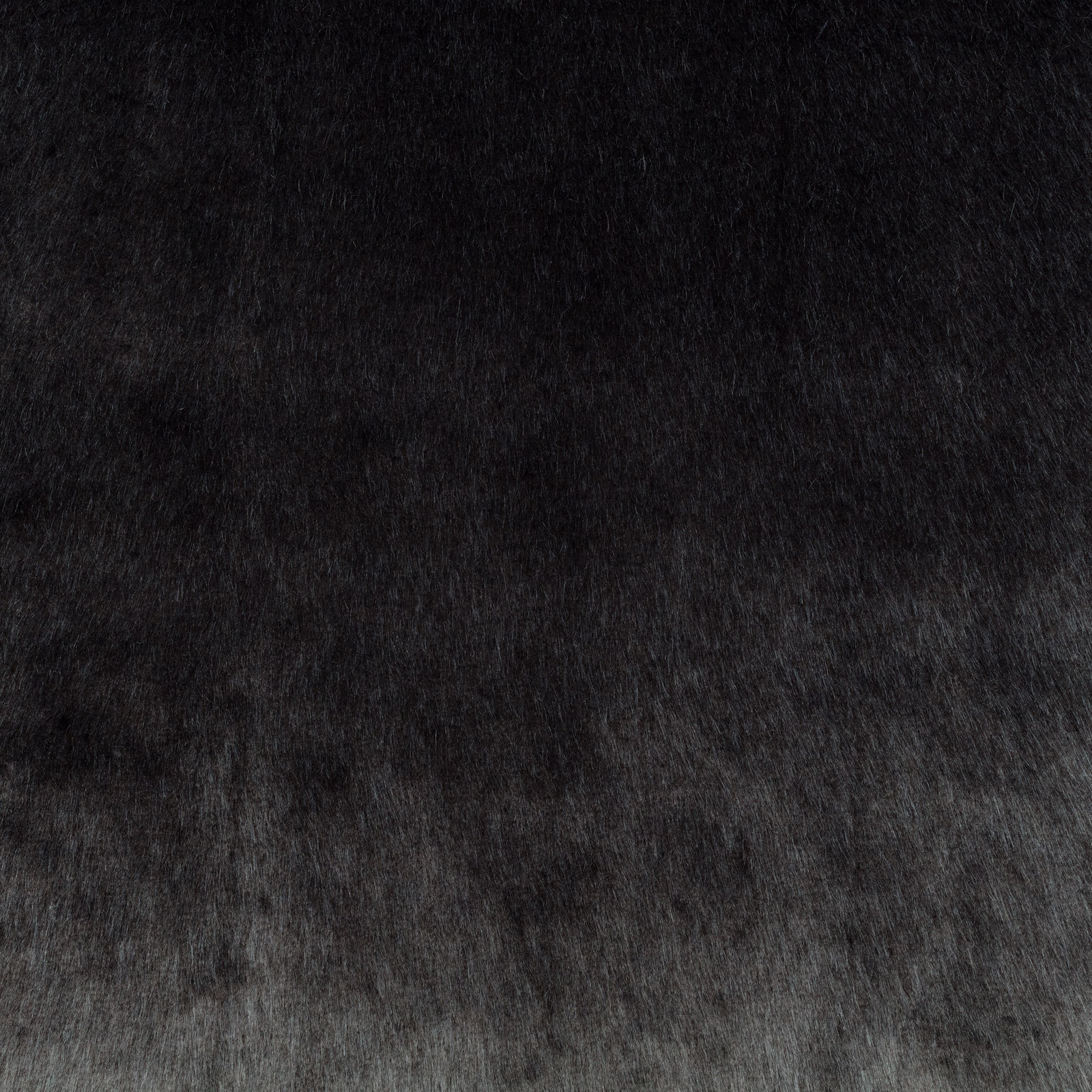 Charcoal-black plush fabric with smoky grey highlights and a directional brushed pile