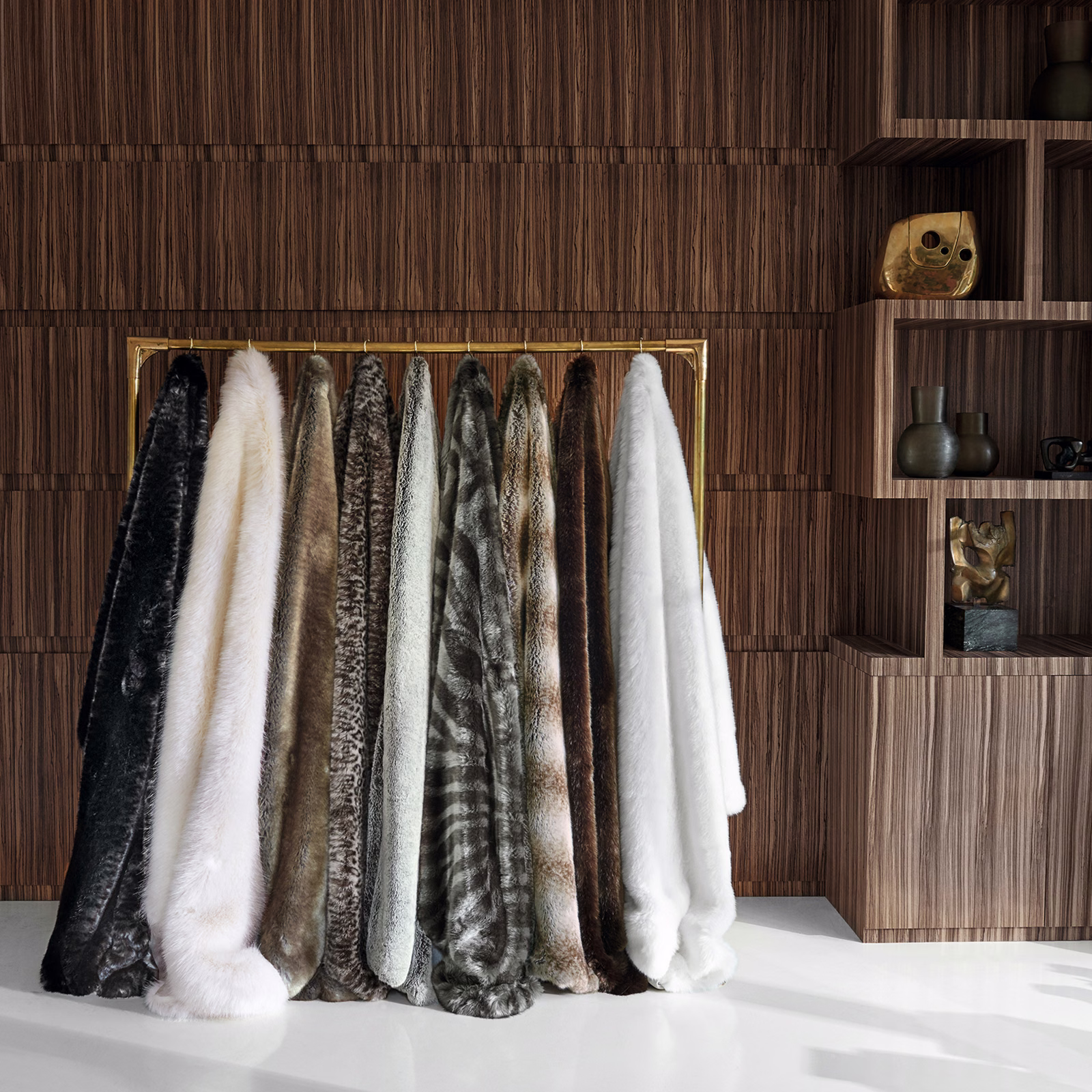 Deep mink-brown plush pile with softly varied, fur-like texture