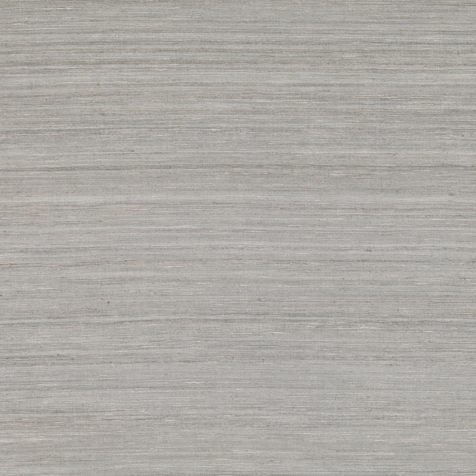 Close view of pale mist-grey fabric with fine horizontal greige strié texture