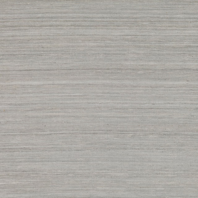 Close view of pale mist-grey fabric with fine horizontal greige strié texture
