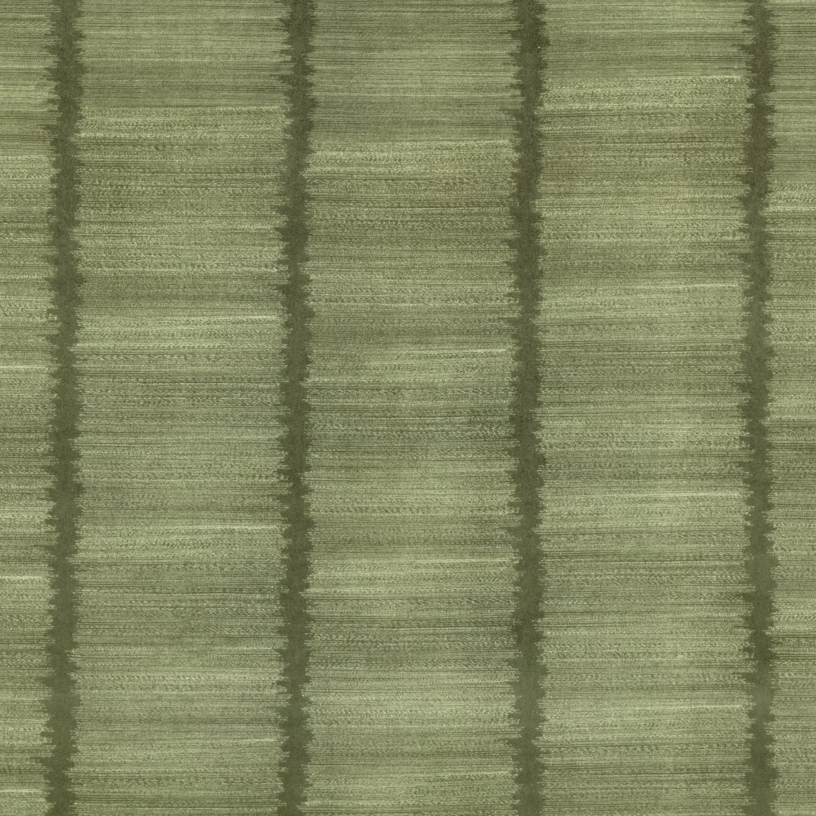 Muted olive woven textile with dark vertical bands and fine horizontal striations