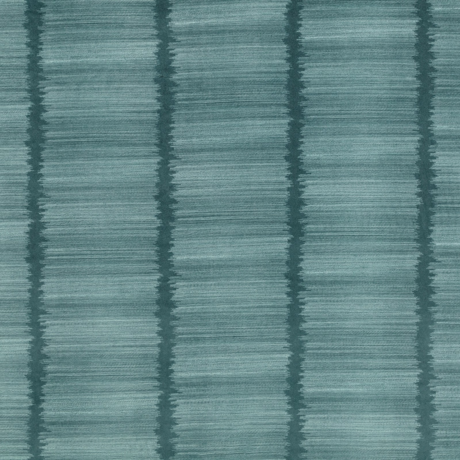 Muted teal textile with fine horizontal striations and broken dark vertical bands