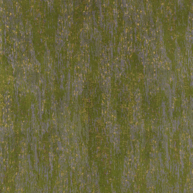 Moss olive textile with lilac-grey strié lines and muted gold flecks
