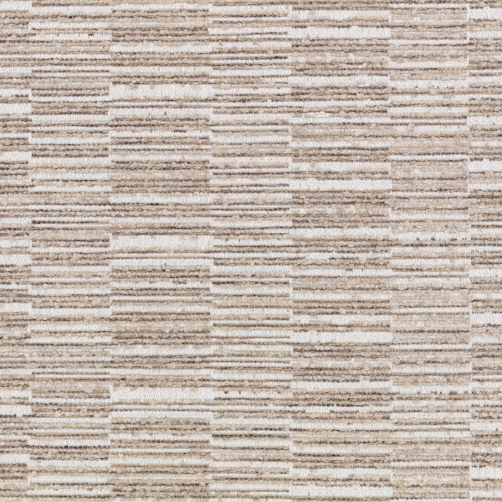 Warm natural beige textile with stepped horizontal bands and soft taupe flecks
