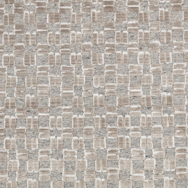 Warm taupe and chalk rectangular blocks in a softly textured natural woven swatch