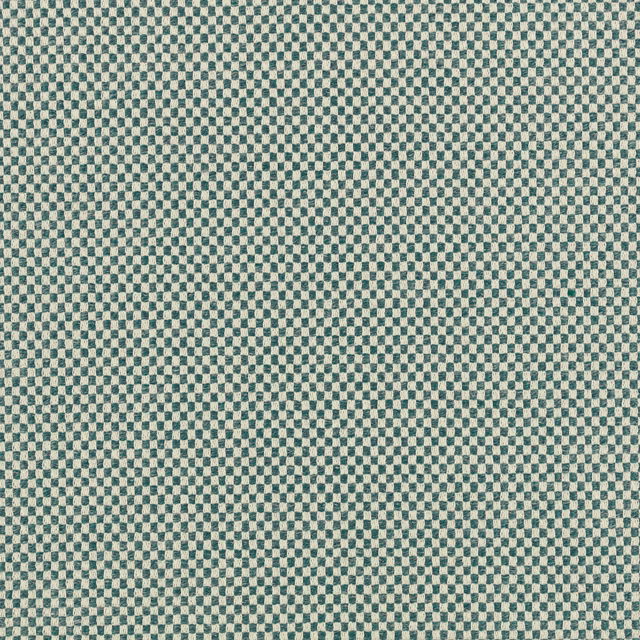 Close-up of Nutbourne Teal’s tiny muted teal and cream woven check