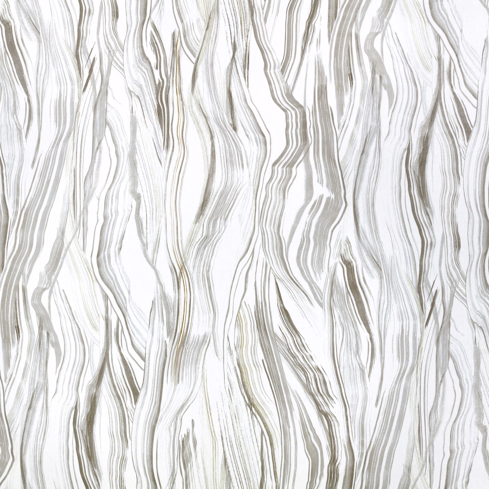 Pale smoke-grey textile with fine vertical taupe and charcoal wave lines