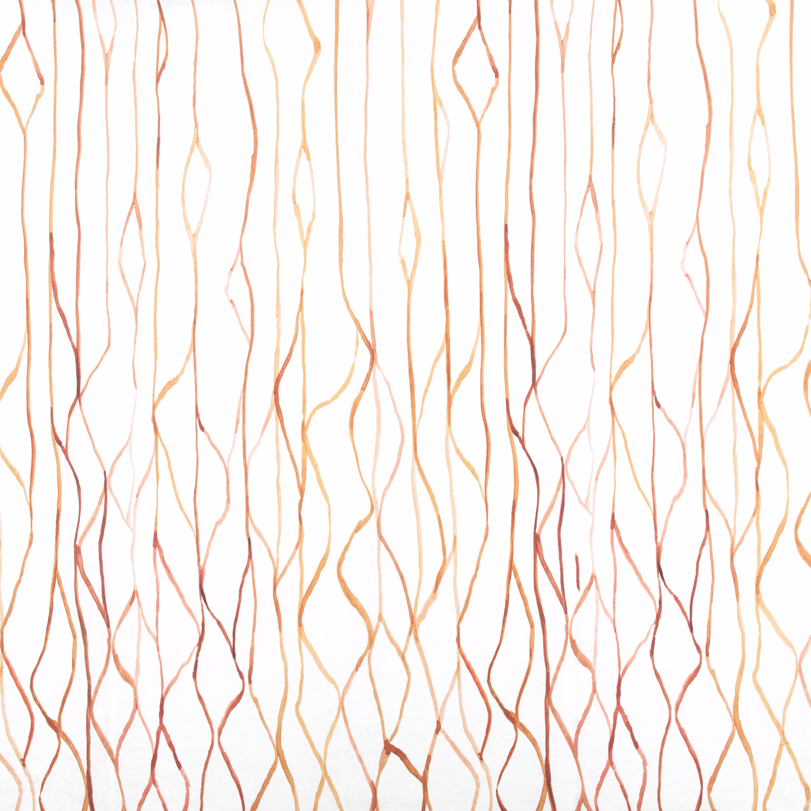 Ivory textile with slender rust, ochre and peach meandering lines