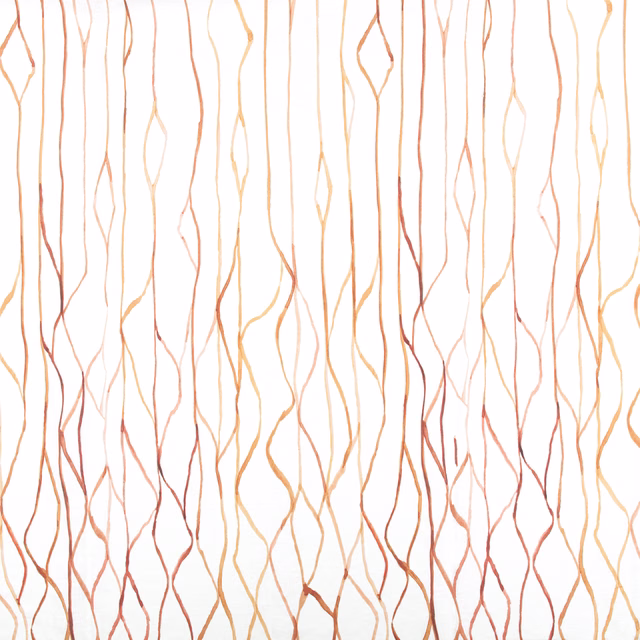 Ivory textile with slender rust, ochre and peach meandering lines