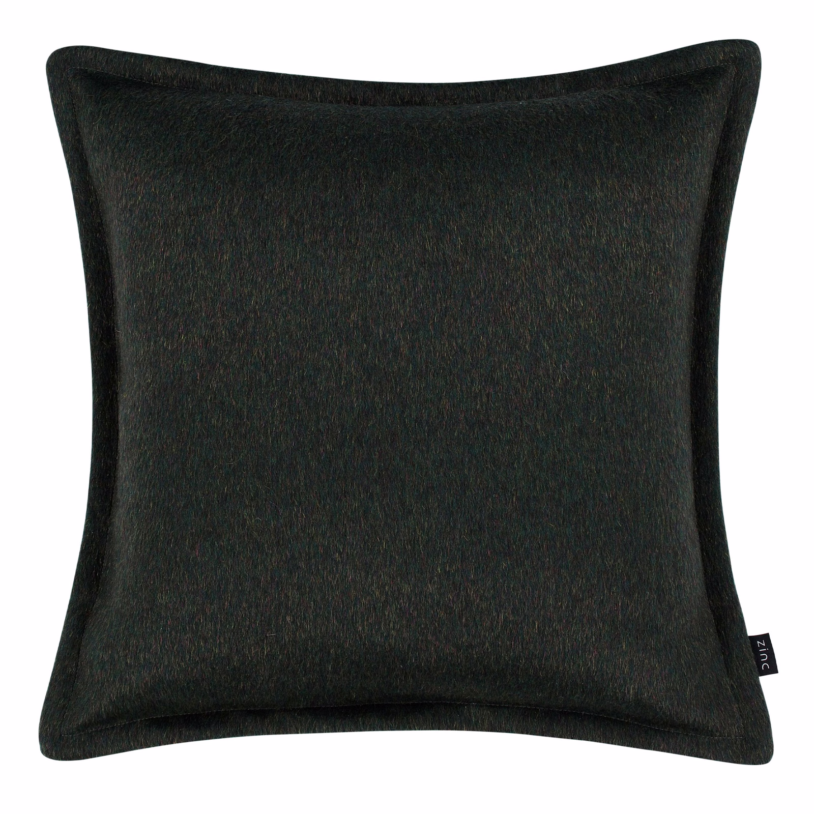 Near-black charcoal Cyrus Hunting fabric with a fine mottled surface on a tailored cushion