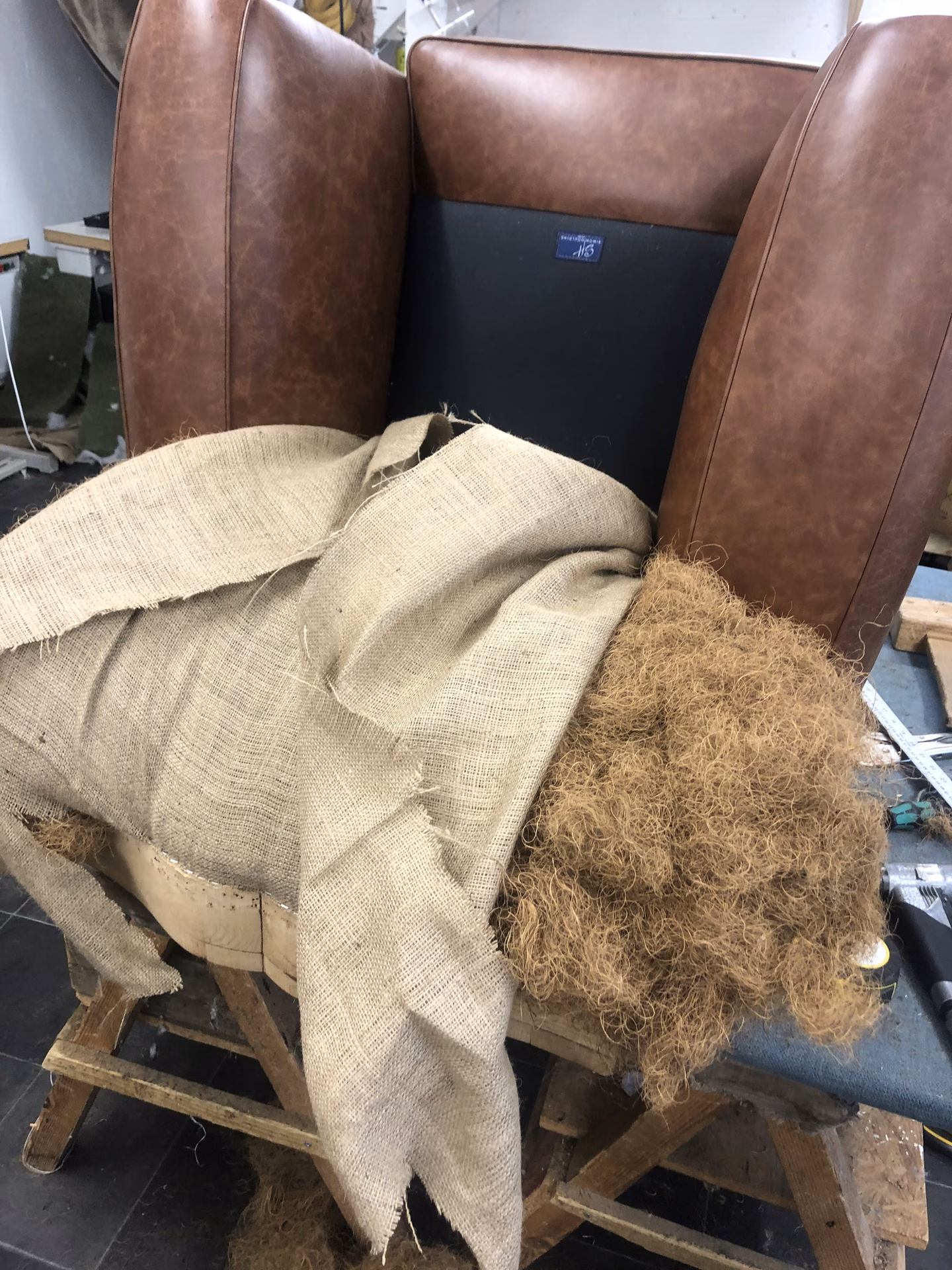 Coconut fibre filling with hessian over