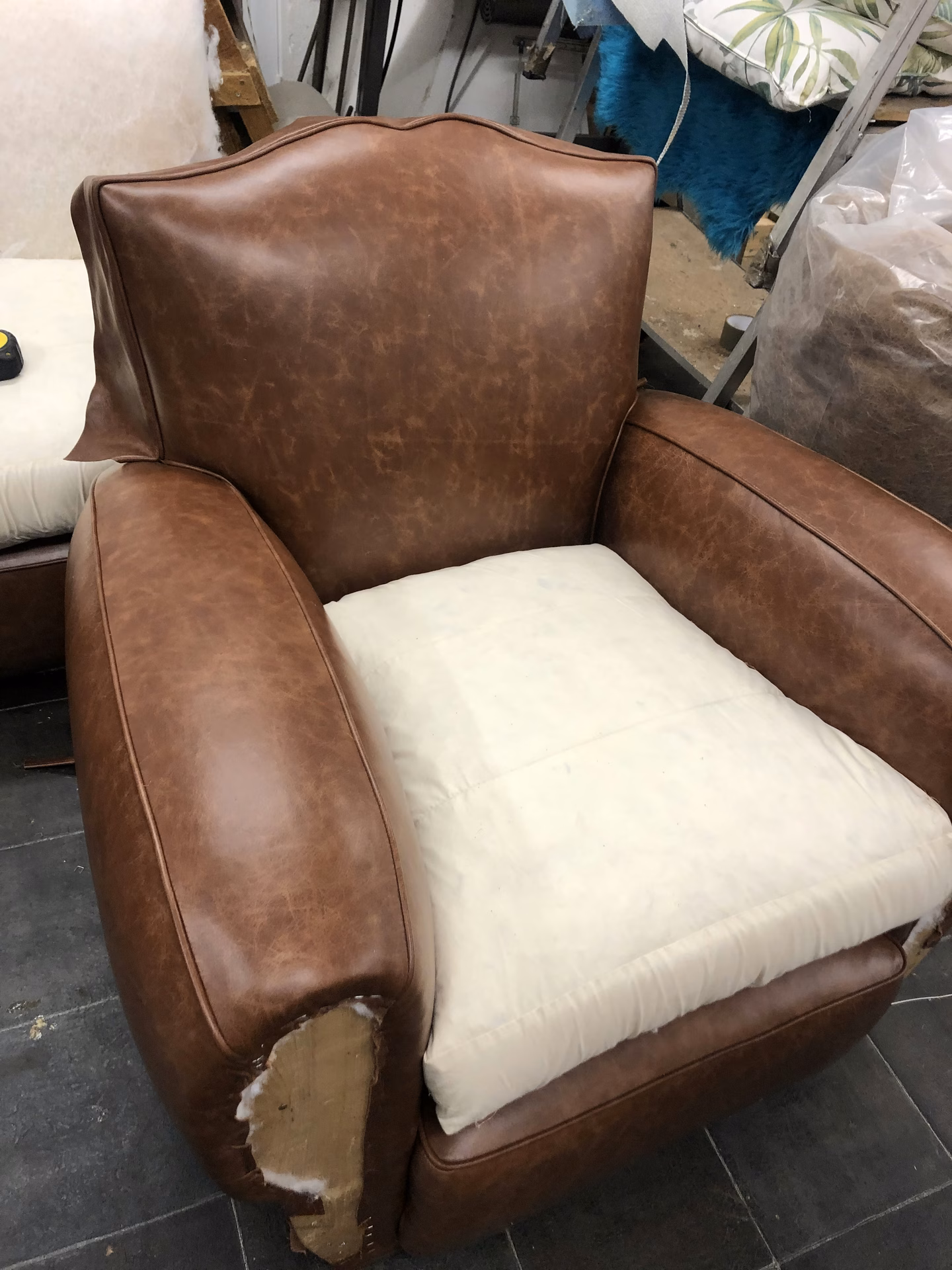 Final stages with feather and foam cushion