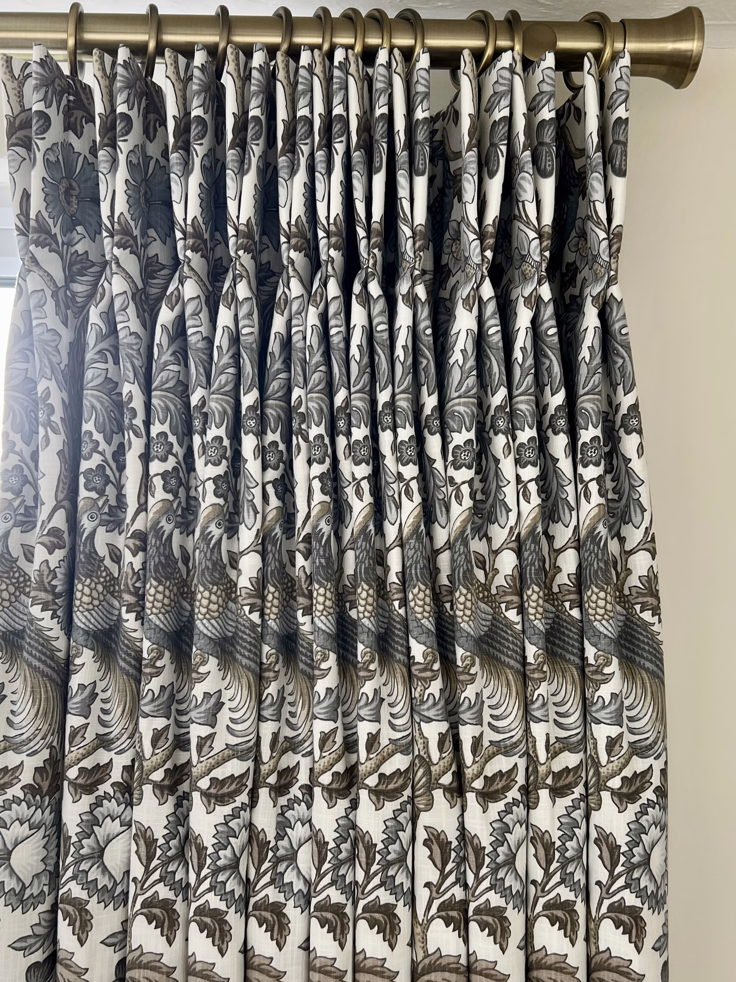 Twin pleated curtains, perfectly pleated to pattern