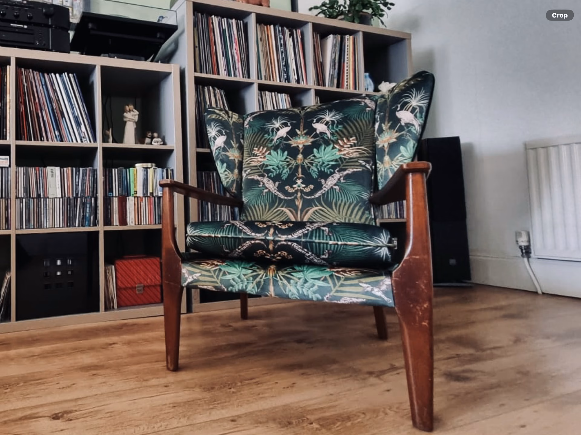 The same chair recovered in a botanical print