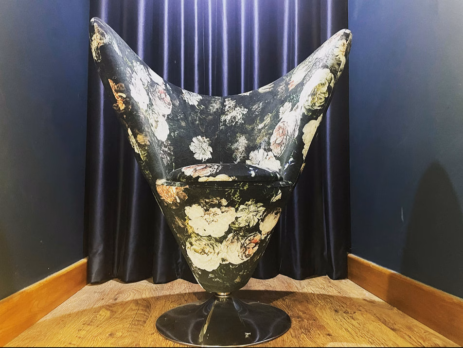 Flared wing chair, restored